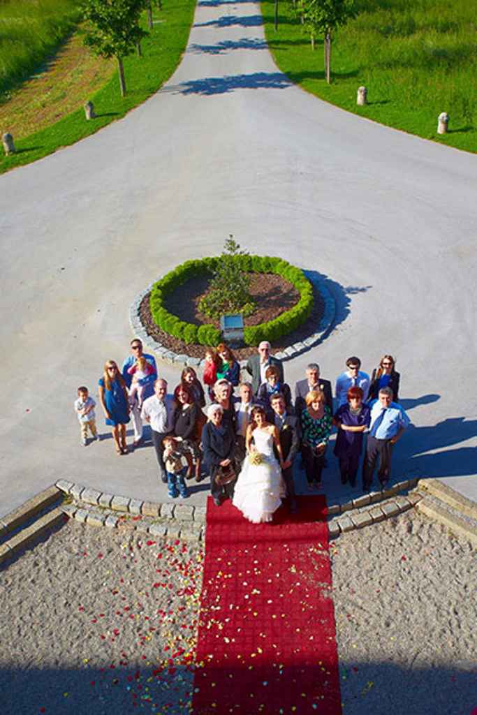 Skupinska fotografija svatov na poroki v dvorcu Novo Celje. Foto: Janez Kotar Photography